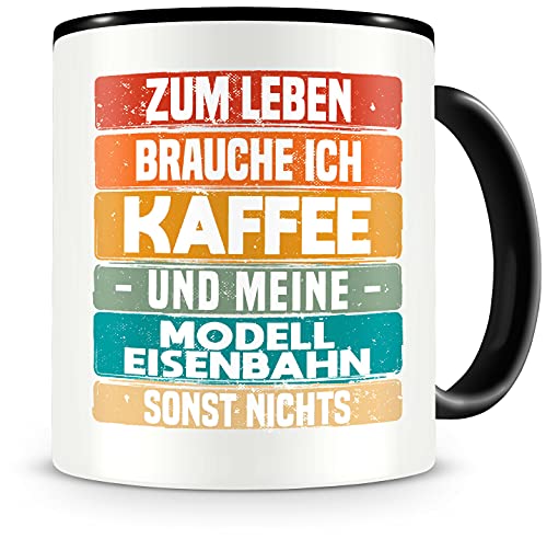 Samunshi® Modelleisenbahn Tasse mit Spruch Kaffee und Modelleisenbahn Geschenk für Modelleisenbahn Fans Kaffeetasse groß Lustige Tassen zum Geburts von Samunshi