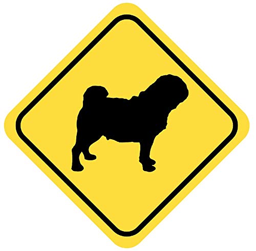 Samunshi® Mops Warnschild Warndreieck Aufkleber Achtung Vorsicht Hund - 10x10cm mehrfarbig von Samunshi