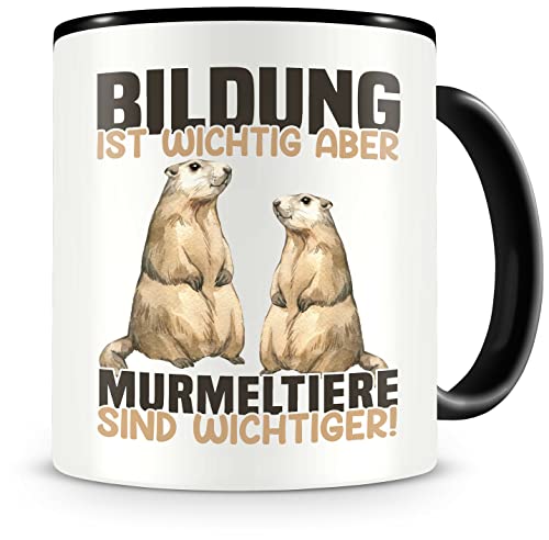 Samunshi® Murmeltier Tasse mit Spruch Bildung Wichtig Murmeltiere Wichtiger Geschenk für Murmeltier Fans Kaffeetasse Lustige Tassen zum Geburtstag von Samunshi