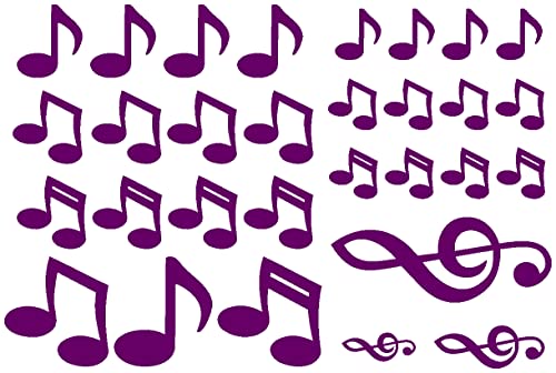 Samunshi® Musiknoten Aufkleber Creativ-Set in 5 Größen und 25 Farben (32x22cm violett lila) von Samunshi