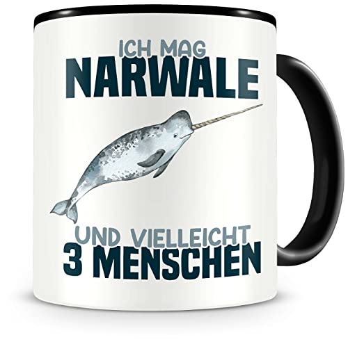 Samunshi® Narwal Tasse mit Spruch Ich mag Narwale Geschenk für Narwal Fans Kaffeetasse Lustige Tassen zum Geburtstag von Samunshi