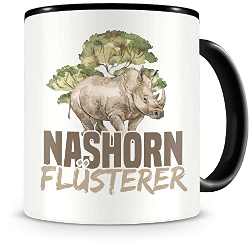 Samunshi® Nashorn Tasse mit Spruch Nashorn Flüsterer Geschenk für Nashorn Fans Kaffeetasse Lustige Tassen zum Geburtstag 300ml von Samunshi
