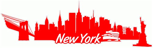 Samunshi® New York Skyline Aufkleber Sticker Autoaufkleber City Gedruckt - 15x4,6cm hellrot von Samunshi