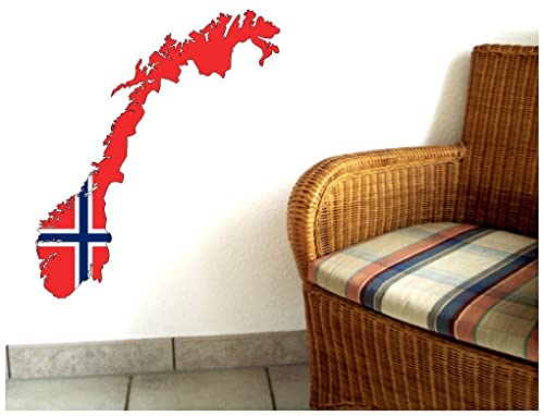 Samunshi® Norwegen Wandtattoo Nationalfarben Flagge Fahne - 50x60cm von Samunshi