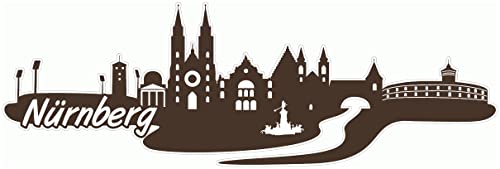 Samunshi® Nürnberg Skyline Aufkleber Sticker Autoaufkleber City Gedruckt - 15x4,9cm braun von Samunshi