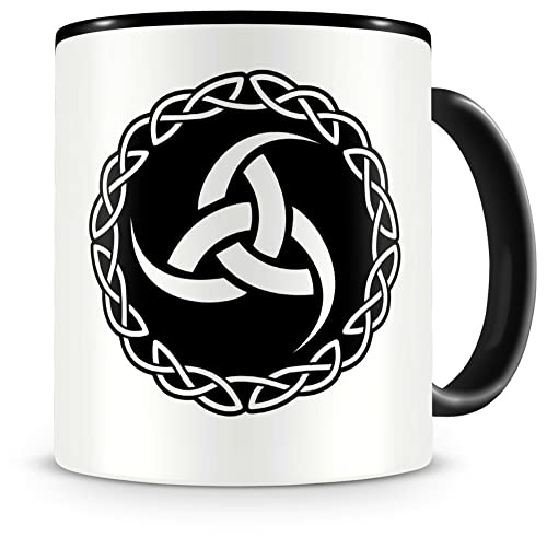 Samunshi® Odins drei Hörner mit Knoten B Tasse Kaffeetasse Teetasse Vikinger Wikinger Germanen schwarz 300ml von Samunshi