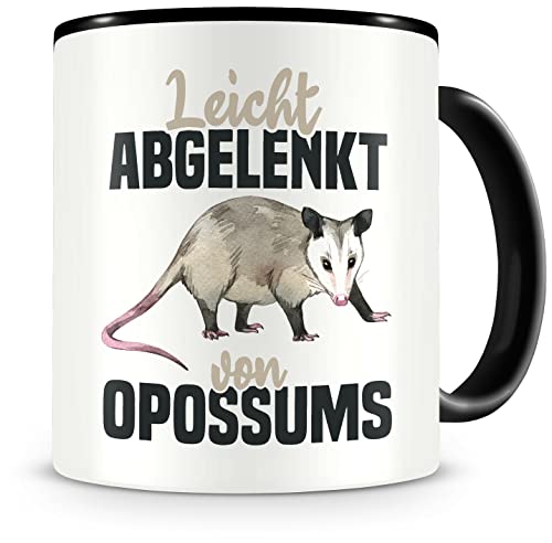 Samunshi® Opossum Tasse mit Spruch Leicht abgelenkt von Opossums Geschenk für Opossum Fans Kaffeetasse Lustige Tassen zum Geburtstag von Samunshi