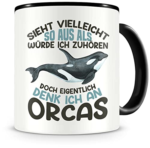 Samunshi® Orca Tasse mit Spruch Sieht vielleicht so aus Orcas Geschenk für Killerwal Fans Kaffeetasse Lustige Tassen zum Geburtstag von Samunshi