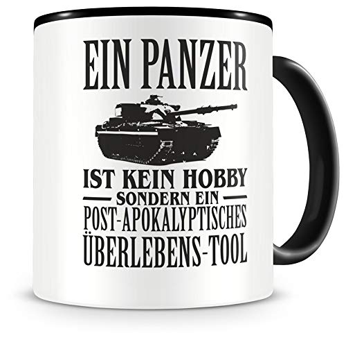 Samunshi® Panzer Tasse mit Spruch Geschenk für Mann Frau Oma oder Opa Kaffeetasse groß Lustige Tassen zum Geburtstag schwarz 300ml von Samunshi