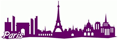 Samunshi® Paris City Skyline Aufkleber Sticker Autoaufkleber Gedruckt - 15x5cm violett lila von Samunshi