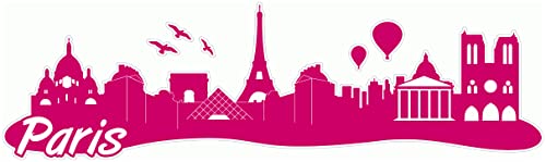 Samunshi® Paris Skyline Aufkleber Sticker Autoaufkleber City Gedruckt - 20x5,7cm pink von Samunshi