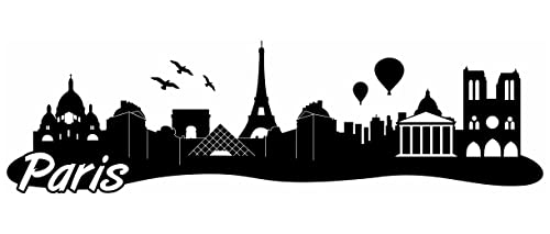 Samunshi® Paris Skyline Wandtattoo Sticker Aufkleber Wandaufkleber City Gedruckt Paris 120x35cm schwarz von Samunshi