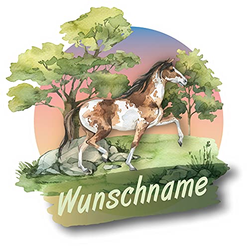 Samunshi® Pferd Wandtattoo Türschild mit Name personalisierbar Kinderzimmer Türaufkleber Baby Wandaufkleber 20 x 20cm Pferd von Samunshi