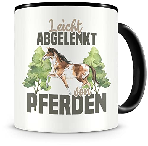 Samunshi® Pferde Tasse mit Spruch Leicht abgelenkt von Pferden Geschenk für Pferde Fans Kaffeetasse Lustige Tassen zum Geburtstag 300ml von Samunshi