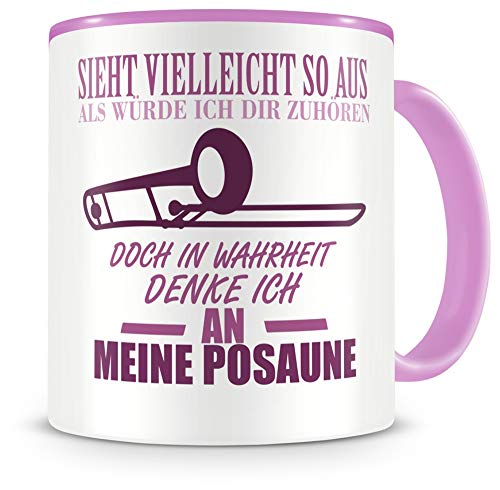 Samunshi® Posaune Tasse mit Spruch Geschenk für Musiker Tasse Posaune Becher Kaffeebecher Lustige Tassen zum Geburtstag Teetasse rosa 300ml von Samunshi