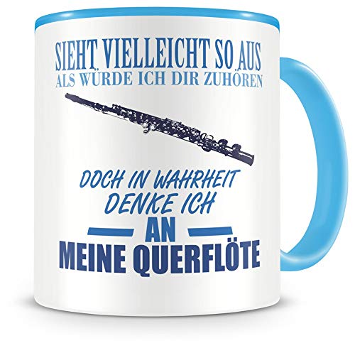 Samunshi® Querflöte Tasse mit Spruch Geschenk für Musiker Tasse Querflöte Becher Kaffeebecher Lustige Tassen zum Geburtstag Teetasse hell blau 300 von Samunshi