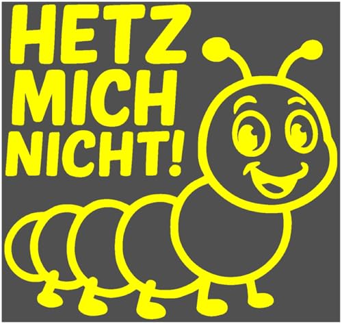 Samunshi® Raupe Hetz mich nicht! als Autoaufkleber für Fahranfänger Auto Motorrad Helm Fahrrrad Aufkleber Laptop Sticker Leidenschaft Vinyl Dekoration 8 x 7,4cm gelb von Samunshi