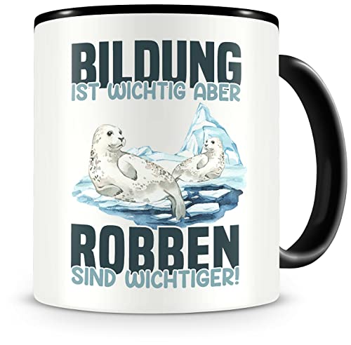 Samunshi® Robben Tasse mit Spruch Bildung Wichtig Robben Wichtiger Geschenk für Robben Fans Kaffeetasse Lustige Tassen zum Geburtstag von Samunshi
