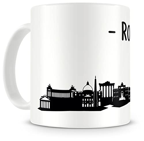 Samunshi® Rom/Roma Skyline Tasse Kaffeetasse Teetasse H:95mm/D:82mm weiß von Samunshi