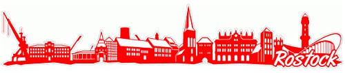Samunshi® Rostock Skyline Aufkleber Sticker Autoaufkleber City Gedruckt - 15x2,9cm hellrot von Samunshi