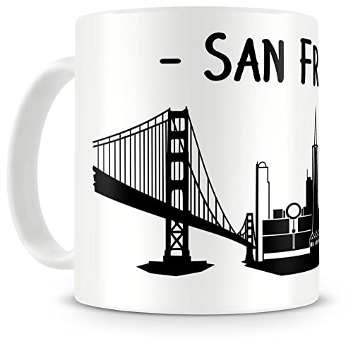 Samunshi® San Francisco Skyline Tasse Kaffeetasse Teetasse H:95mm/D:82mm weiß von Samunshi