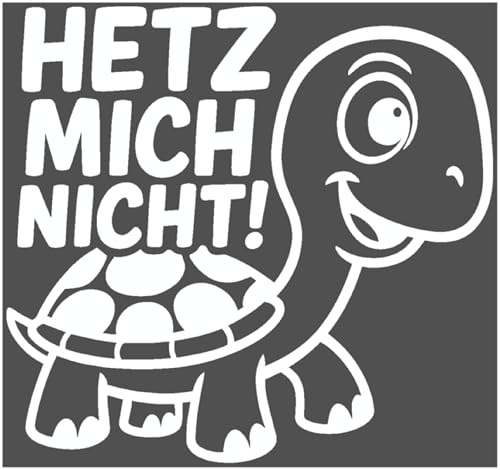 Samunshi® Schildkröte Hetz mich nicht! als Aufkleber für Fahranfänger Auto Motorrad Helm Fahrrrad Notebook Tablet Autoaufkleber Sticker Motorradaufkleber 8 x 7,4cm weiß von Samunshi