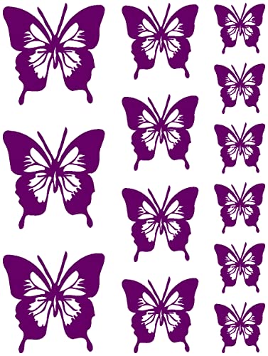 Samunshi® Schmetterling Aufkleber Set No.8 6x3,5cm4x5cmund3x7cm violett lila von Samunshi