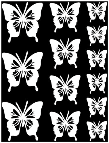 Samunshi® Schmetterling Aufkleber Set No.8 6x3,5cm4x5cmund3x7cm weiß von Samunshi