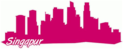 Samunshi® Singapur Skyline Aufkleber Sticker Autoaufkleber City Gedruckt - 15x5,9cm pink von Samunshi