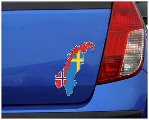 Samunshi® Skandinavien Aufkleber Autoaufkleber in Nationalfarben Norwegen Norge Schweden 37 x 50cm von Samunshi