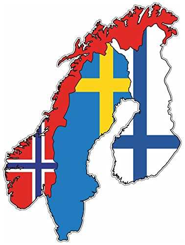 Samunshi® Skandinavien Aufkleber Autoaufkleber in Nationalfarben Norwegen-Schweden-Finnland 15 x 20cm von Samunshi