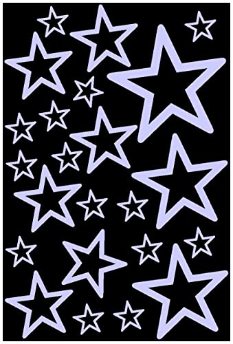 Samunshi® Sterne Aufkleber Set Outline runde Ecken 14x2,5cm6x5cm2x7,5cm1x10cm flieder von Samunshi