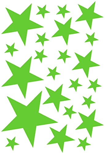 Samunshi® Sterne Aufkleber Set gefüllt 14x2,5cm6x5cm2x7,5cm1x10cm lindgrün von Samunshi