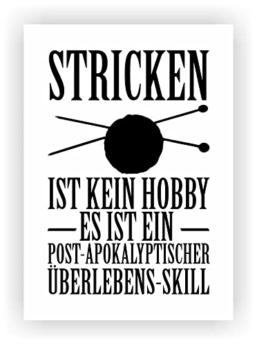 Samunshi® Stricken ist kein Hobby Poster Plakat Deko Jugendzimmer Geschenk DIN A2 42x59,4cm weiß/schwarz von Samunshi