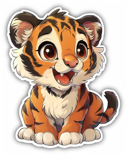 Samunshi® Süßer Kawaii Tiger als Sticker Anime Wohnmobil Animal Aufkleber für Motorrad Fahrrad Roller oder Camper Camping Wohnwagen Mountainbike Comic Cartoon Retro 16x20cm von Samunshi