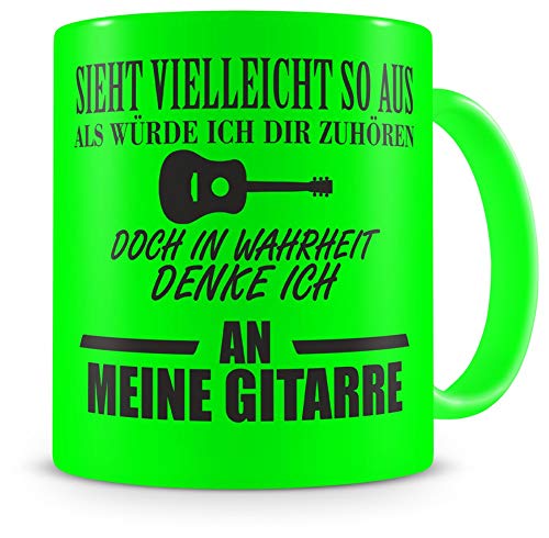 Samunshi® Tasse Gitarre mit Spruch Geschenke für Musiker Gitarre Geschenk Kaffeetasse Tassen Kaffeebecher neon grün 300ml H:95mm/D:82mm neon grün von Samunshi