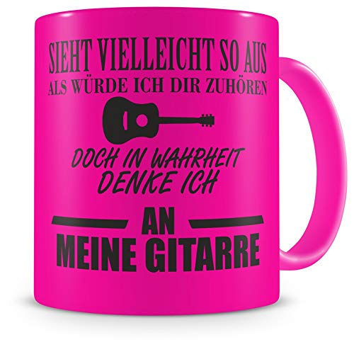 Samunshi® Tasse Gitarre mit Spruch Geschenke für Musiker Gitarre Geschenk Kaffeetasse Tassen Kaffeebecher neon pink 300ml H:95mm/D:82mm neon pink von Samunshi