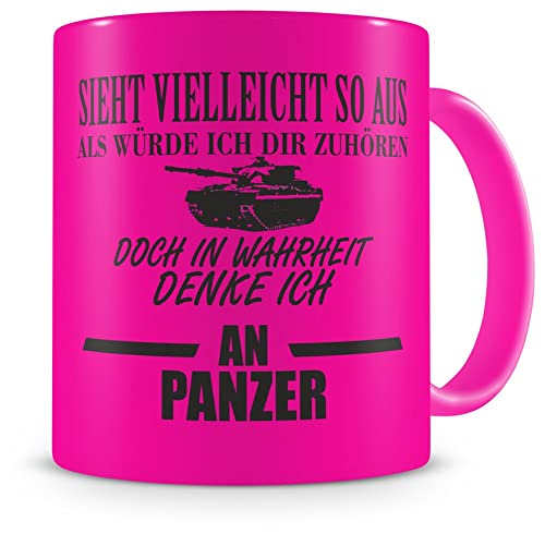 Samunshi® Tasse Panzer Spruch Bundeswehr Geschenke Kaffeetasse Tassen Teetasse Kaffeebecher Soldat neon pink von Samunshi