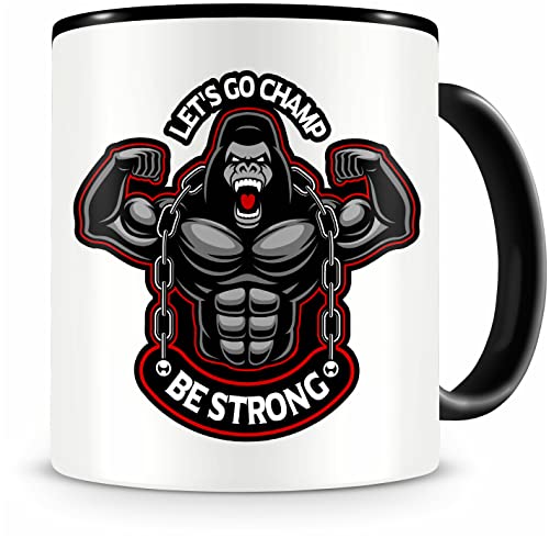 Samunshi® Tasse mit Motiv Gorilla Bodybulding Champ Kaffeetasse Lustige Tassen zum Geburtstag für Fitness Kraftsport Hantel Bodybuilding Fans von Samunshi