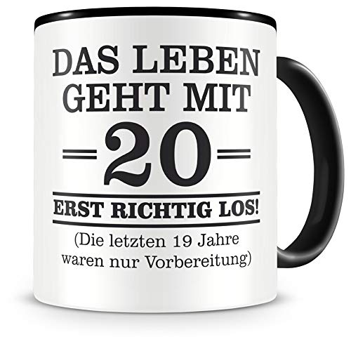 Samunshi® Tasse mit Spruch witzige Geschenke zum 20 Geburtstag Mann Frau Oma Opa Geburtstag Geschenkideen zum 20 Geburtstag schwarz von Samunshi