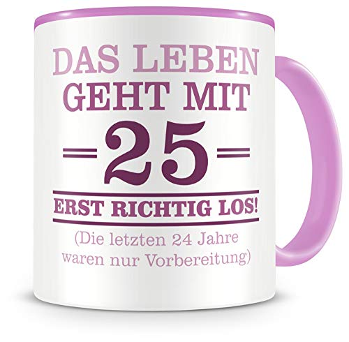 Samunshi® Tasse mit Spruch witzige Geschenke zum 25 Geburtstag Mann Frau Oma Opa Geburtstag Geschenkideen zum 25 Geburtstag rosa von Samunshi