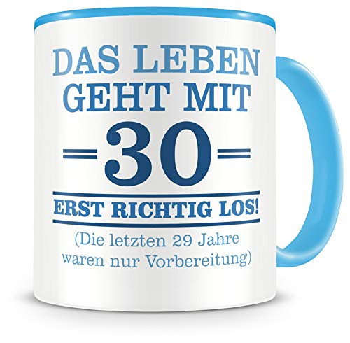 Samunshi® Tasse mit Spruch witzige Geschenke zum 30 Geburtstag Mann Frau Oma Opa Geburtstag Geschenkideen zum 30 Geburtstag hellblau von Samunshi