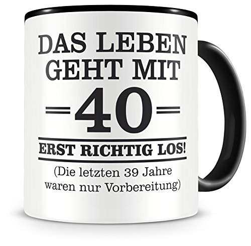 Samunshi® Tasse mit Spruch witzige Geschenke zum 40 Geburtstag Mann Frau Oma Opa Geburtstag Geschenkideen zum 40 Geburtstag schwarz von Samunshi