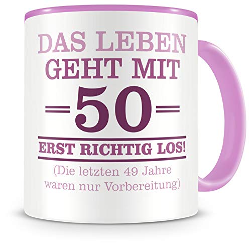 Samunshi® Tasse mit Spruch witzige Geschenke zum 50 Geburtstag Mann Frau Oma Opa Geburtstag Geschenkideen zum 50 Geburtstag rosa von Samunshi
