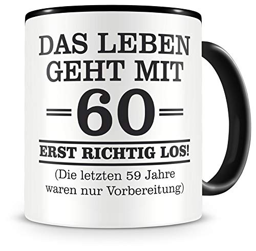 Samunshi® Tasse mit Spruch witzige Geschenke zum 60 Geburtstag Mann Frau Oma Opa Geburtstag Geschenkideen zum 60 Geburtstag schwarz von Samunshi