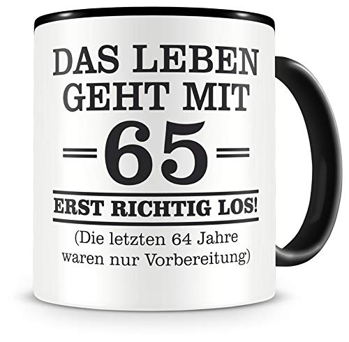 Samunshi® Tasse mit Spruch witzige Geschenke zum 65 Geburtstag Mann Frau Oma Opa Geburtstag Geschenkideen zum 65 Geburtstag schwarz von Samunshi