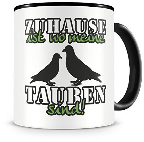 Samunshi® Tauben Tasse mit Spruch Zuhause ist Tauben Geschenk für Tauben Fans Kaffeetasse groß Lustige Tassen zum Geburtstag schwarz 300ml von Samunshi