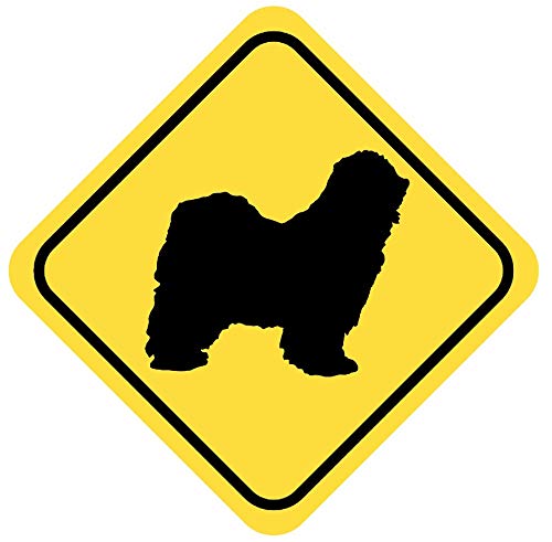 Samunshi® Tibet Terrier Warnschild Warndreieck Aufkleber Achtung Vorsicht Hund - 10x10cm mehrfarbig von Samunshi