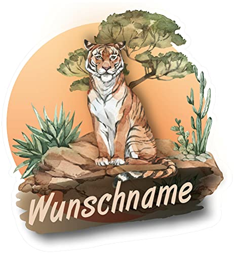 Samunshi® Tiger Wandtattoo Türschild mit Name personalisierbar Kinderzimmer Türaufkleber Baby Wandaufkleber 20 x 20cm Tiger von Samunshi