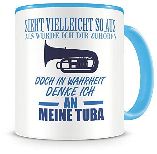 Samunshi® Tuba Tasse mit Spruch Geschenk für Musiker Tasse Tuba Becher Kaffeebecher Lustige Tassen zum Geburtstag Teetasse hell blau 300ml von Samunshi